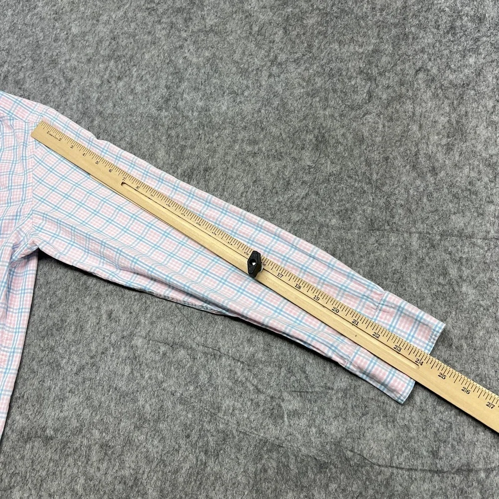 J Crew Shirt Mens M Pink Blue Plaid Flex Washed Slim Button Down Casual Preppy